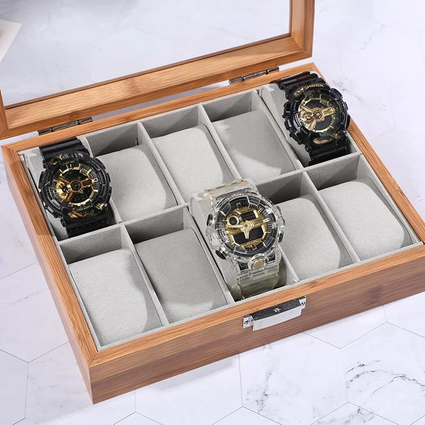 Wooden watch storage box