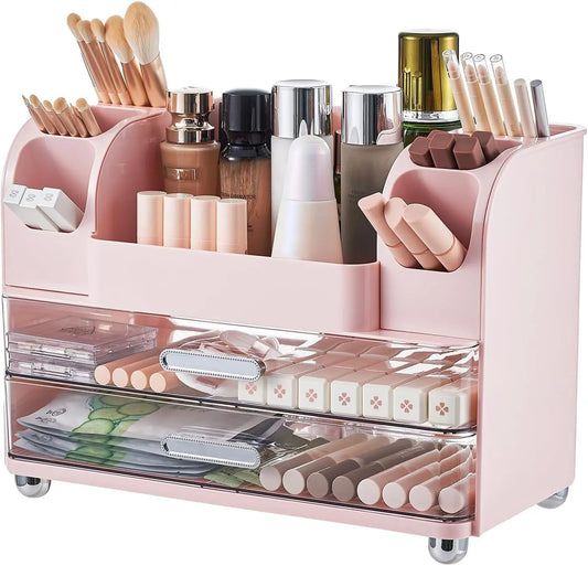 Makeup display cabinet and brush holder