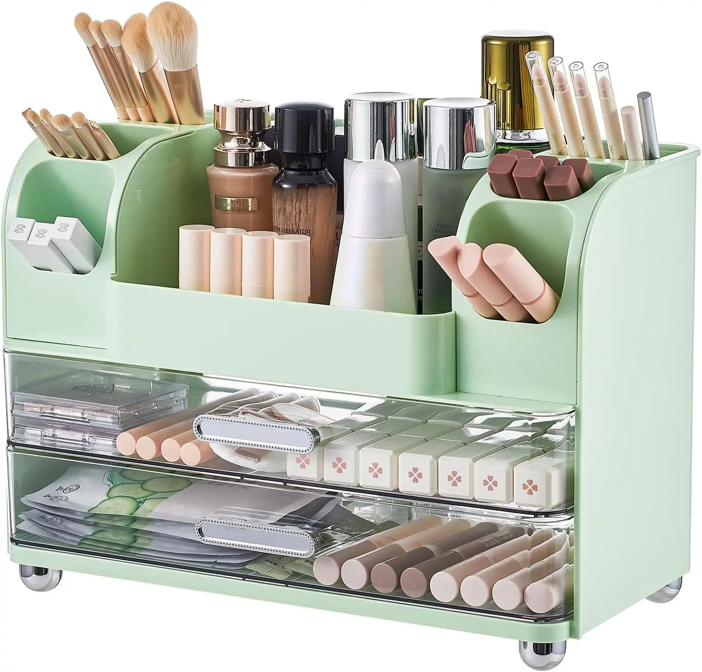Makeup display cabinet and brush holder