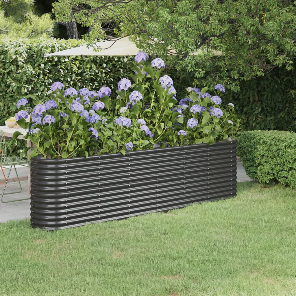 Garden Planter Powder-coated Steel 260x40x68 cm Anthracite