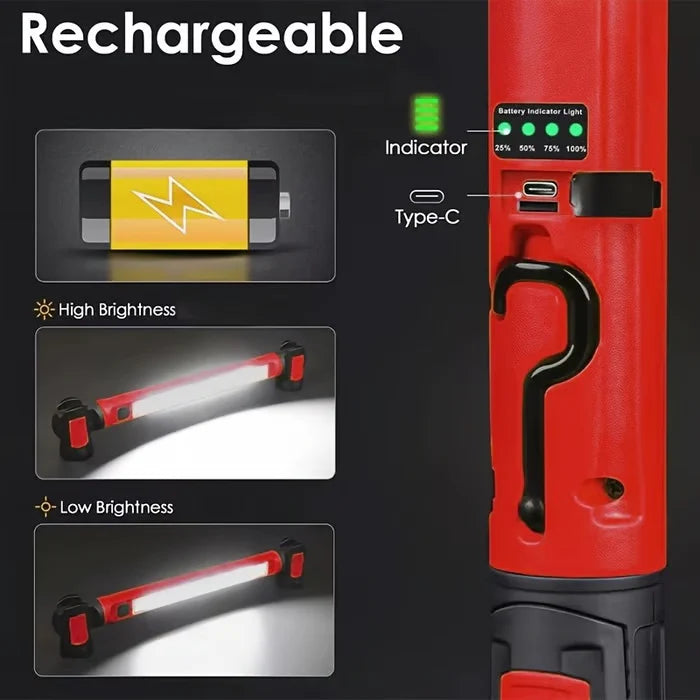 🔦3000LM Work Light Flashlight with Magnetic Base & Hanging Hooks